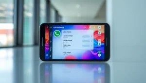 Explore the GB WhatsApp APK features on a smartphone with vibrant themes and privacy options.