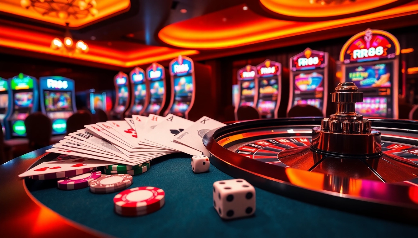 RR88 offers an immersive casino experience with players enjoying table games and slots.