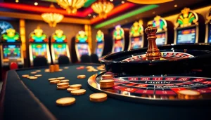 Experience the excitement of RIKVIP with vibrant casino tables and colorful gaming elements.