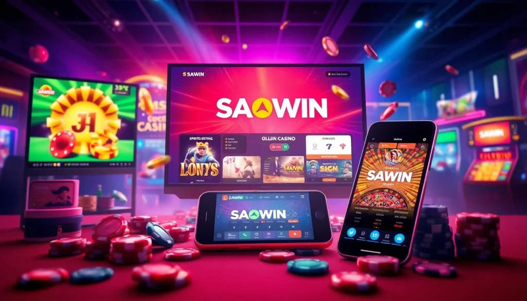 Minh họa trực quan hấp dẫn về Link tai Saowin, thể hiện những trải nghiệm chơi game trực tuyến đầy hồi hộp và sự tương tác sinh động trên ứng dụng.