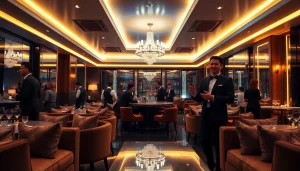 Elegant lounge atmosphere representing high-end entertainment at gdmc.bio, with stylish decor and inviting guests.