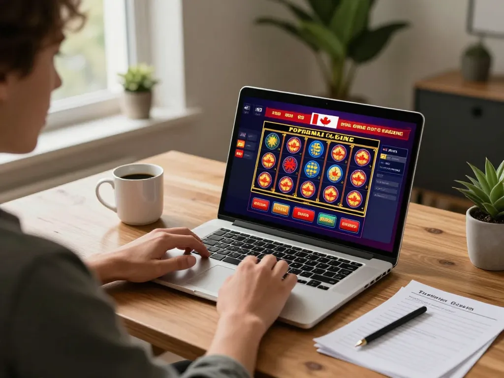 Engaging with online casinos in Canada reddit while comfortably gaming at home with a laptop.