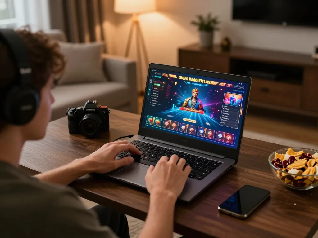 Player enjoying a casino online senza registrazione at home with laptop and engaging game interface.