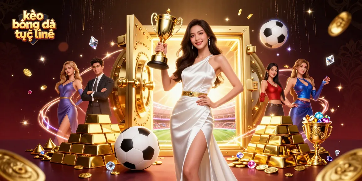 Engage in thrilling kèo bóng đá trực tuyến sports betting with a victorious trophy illustration.