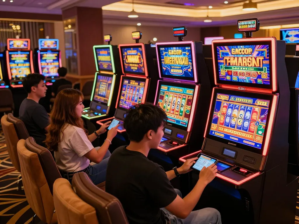 Experience slot gacor sore ini excitement with players engaged in vibrant online slot gaming.