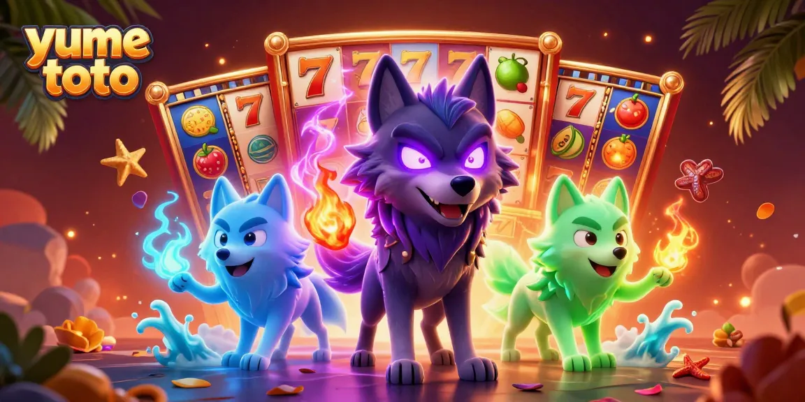 Menghadirkan yume toto dengan simbol buah slot, jackpot, dan suasana taruhan yang meriah.