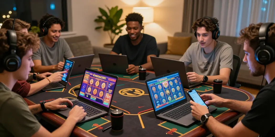 Excited players experiencing Garuda303 online gaming in a vibrant home setting.