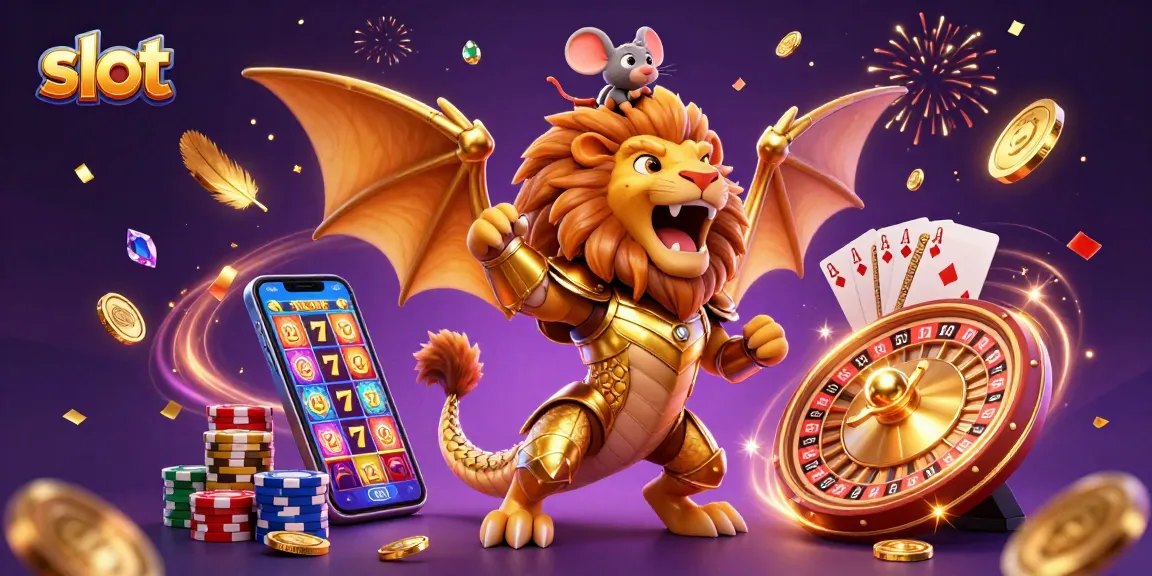 Experience thrilling slot action with a dynamic chimera and mouse jockey amidst vibrant gaming elements.