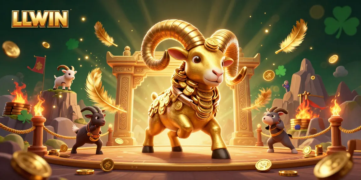 Experience thrilling bets at LLWIN with a golden ram charging through a dynamic casino scene.