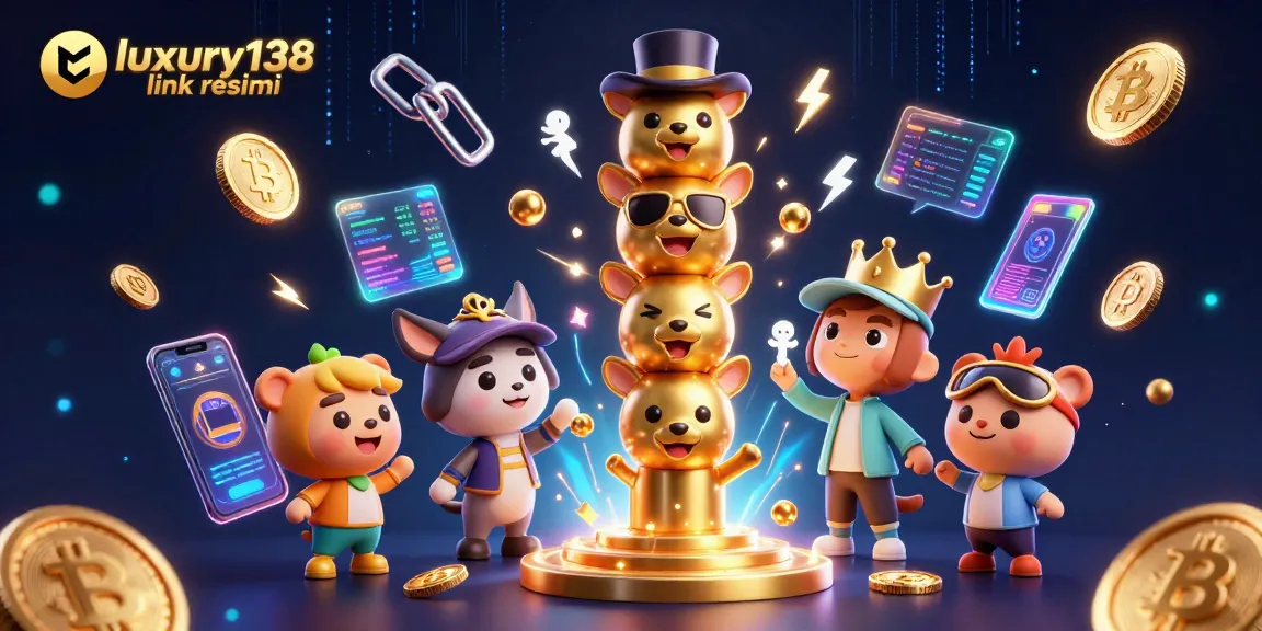 Spin the reels at luxury138 link resmi with colorful casino-themed NFT elements and glowing coins.