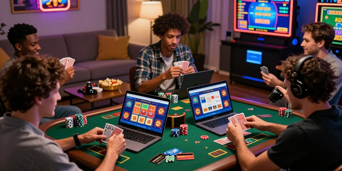 Players enjoying credit card casinos at home, featuring vibrant games and casual atmosphere, reflecting the exciting online experience at https://brcs.co.uk.